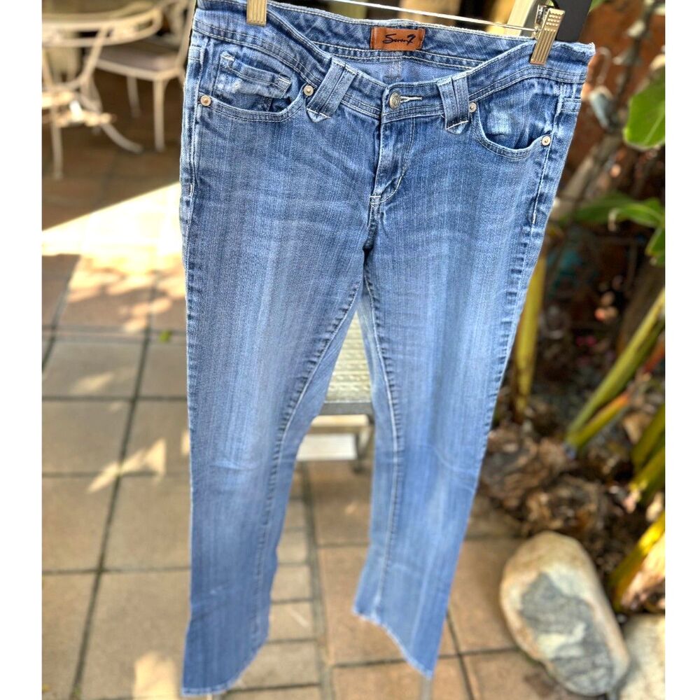 VTG Seven7 Y2K Low Rise Bootcut Cotton Spandex Light Wash Denim Blue Jeans SZ 28